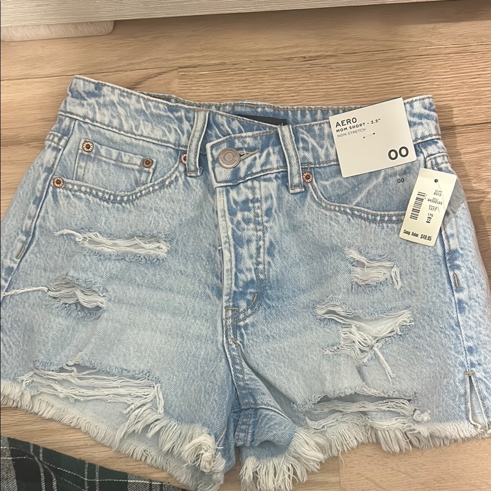 Light Blue Distressed Denim Shorts